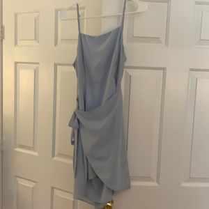 Light Blue Wrap Dress with Open Tie Back size L